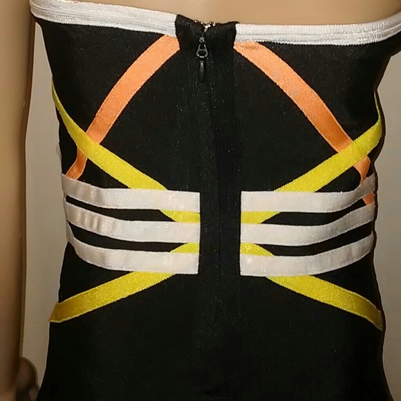 Sexy Strapless Black Dress with Colorful Detail - Picture 8 of 8